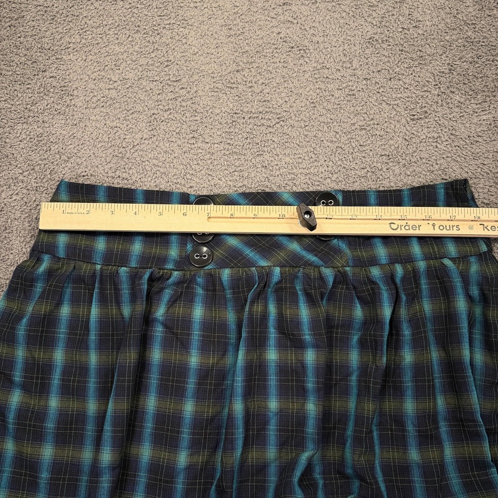 Y2K Soulmates Skirt Womens 13 Blue Green‎ Plaid Bubble Mini School Girl Preppy - Picture 5 of 8